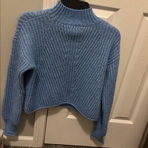 SO Light Blue Ribbed Turtleneck Sweater